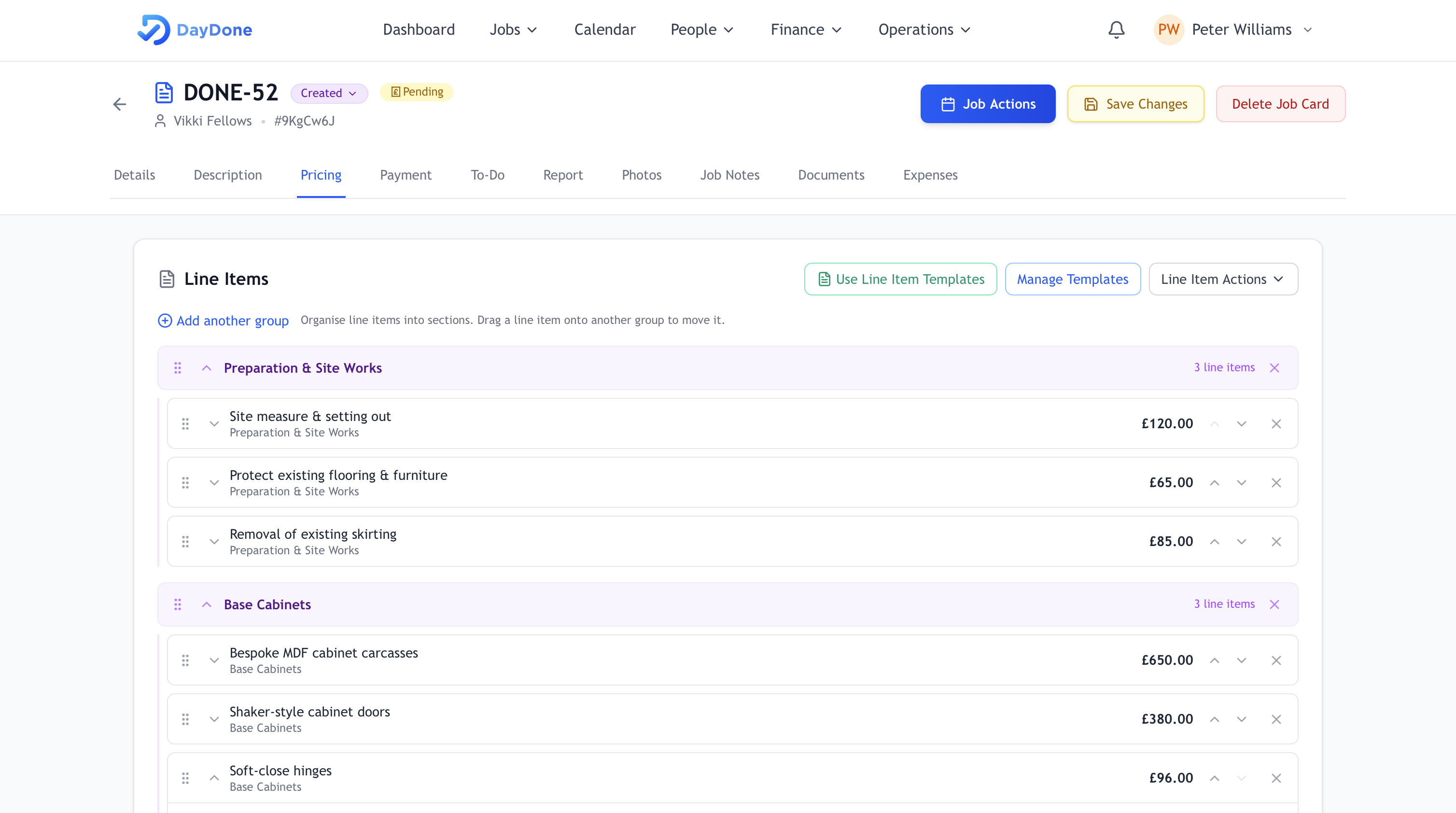 Quotes & Site Visits on desktop