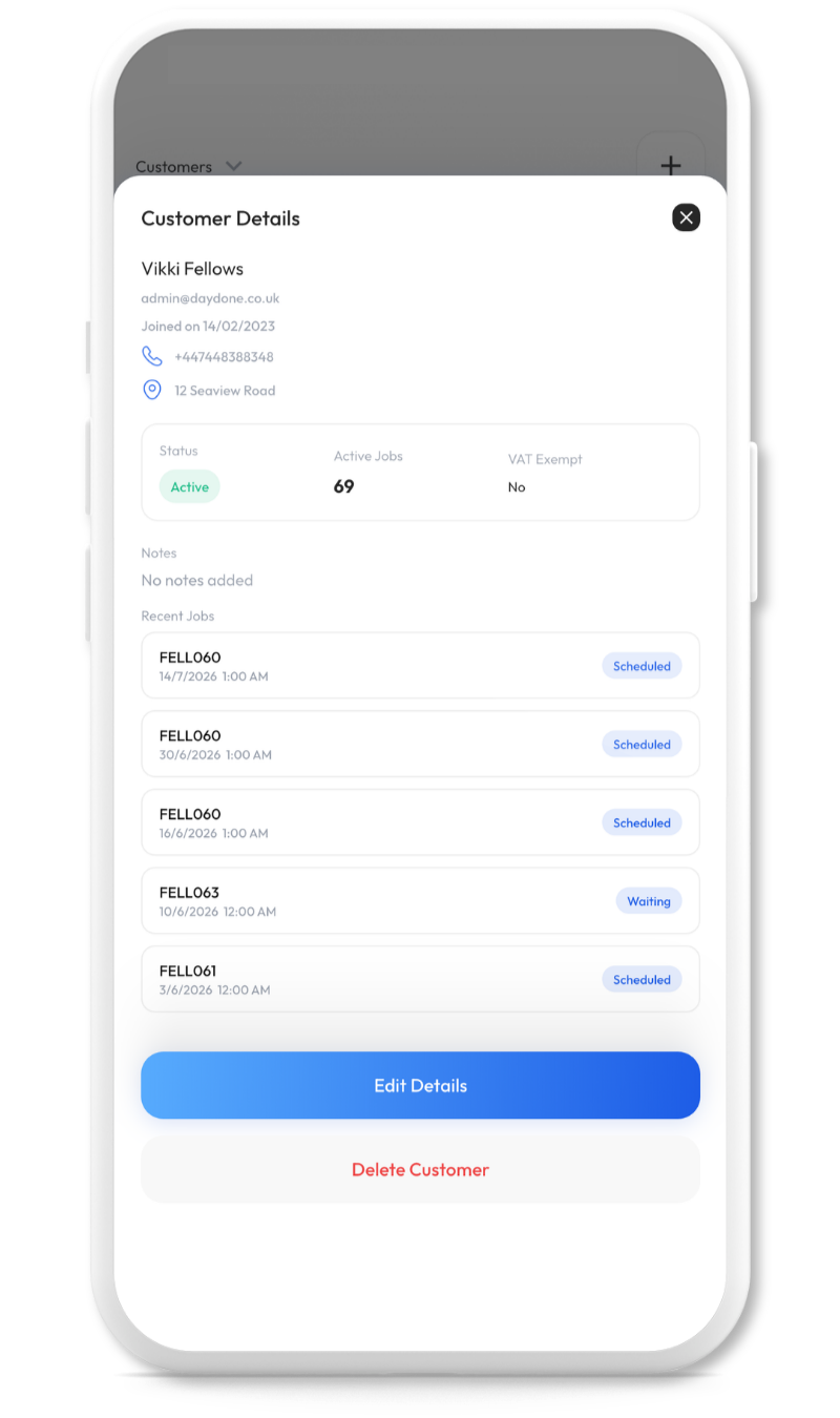 Customers screenshot